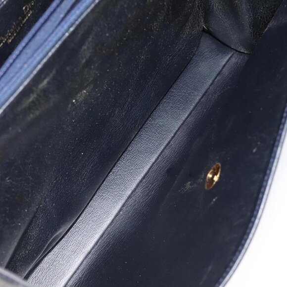 Christian Dior Shoulder Bag Leather Navy Gold Auth - Picture 13 of 16